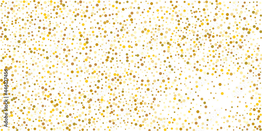 Golden  point confetti on a white background. Luxury festive background. Decorative element. Element of design. Vector illustration, EPS 10.