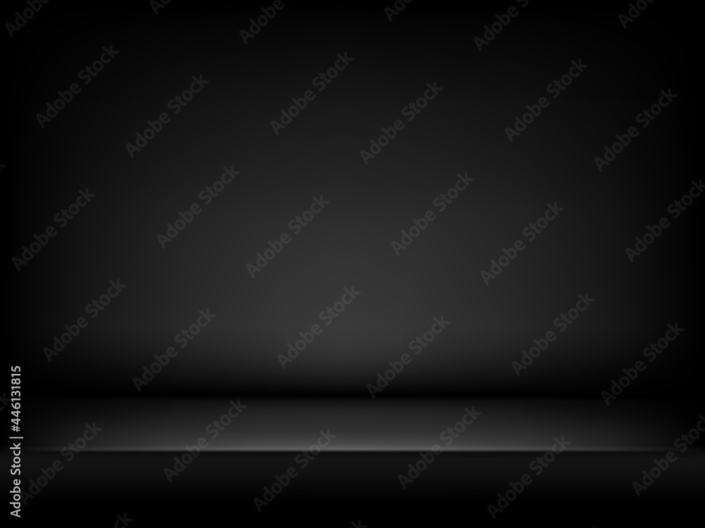 Studio background black in abstract style. Dark gray abstract gradient background with soft shadows.