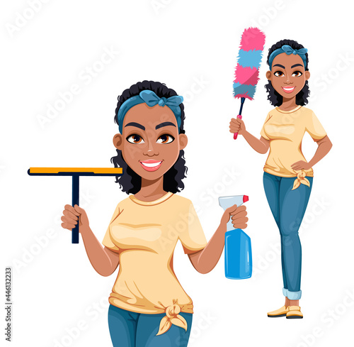 Pretty African American housewife, set