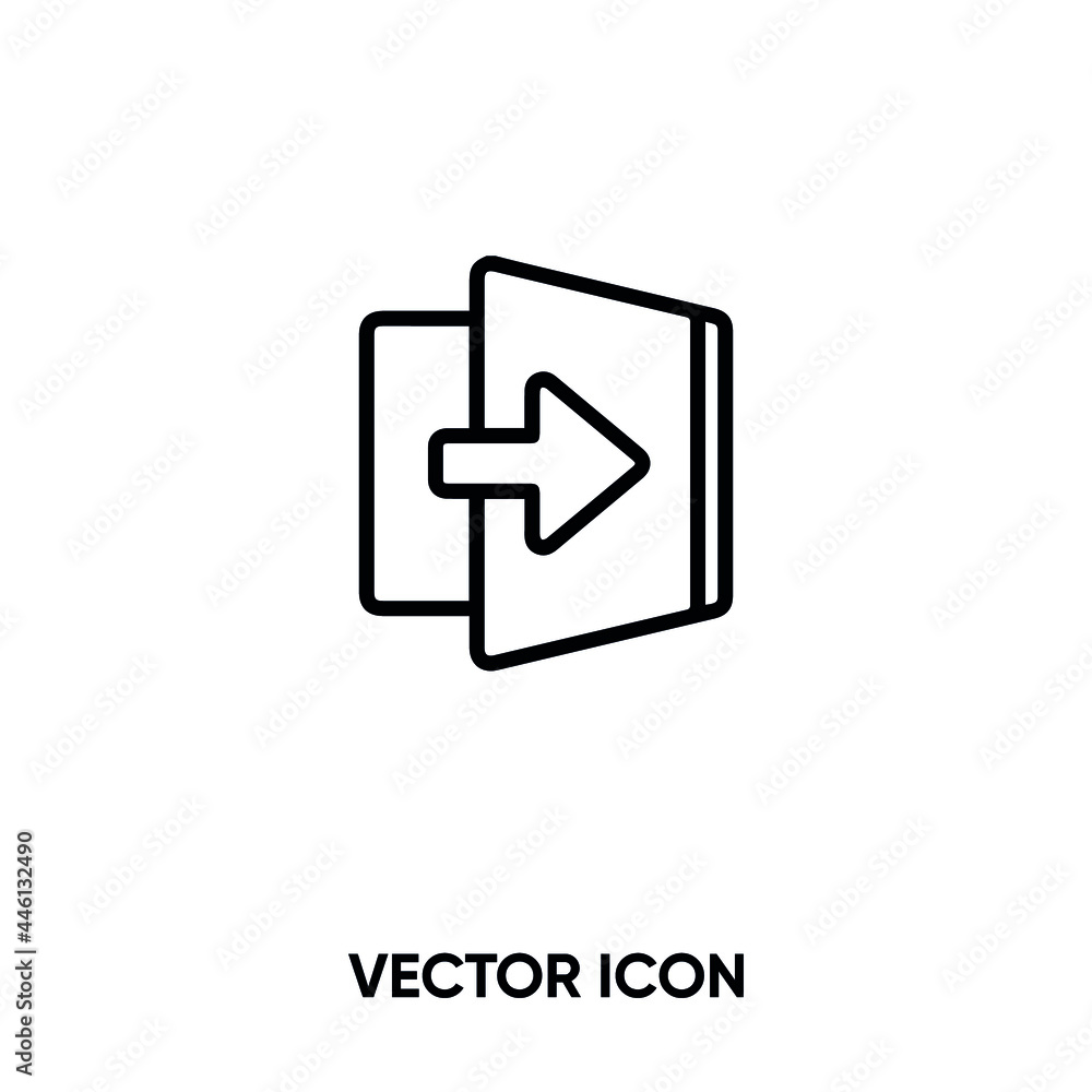 Exit vector icon. Modern, simple flat vector illustration for website or mobile app.Exit button symbol, logo illustration. Pixel perfect vector graphics Exit vector icon. Modern, simple flat vector illustration for website or mobile app.Exit button symbol, logo illustration. Pixel perfect vector graphics