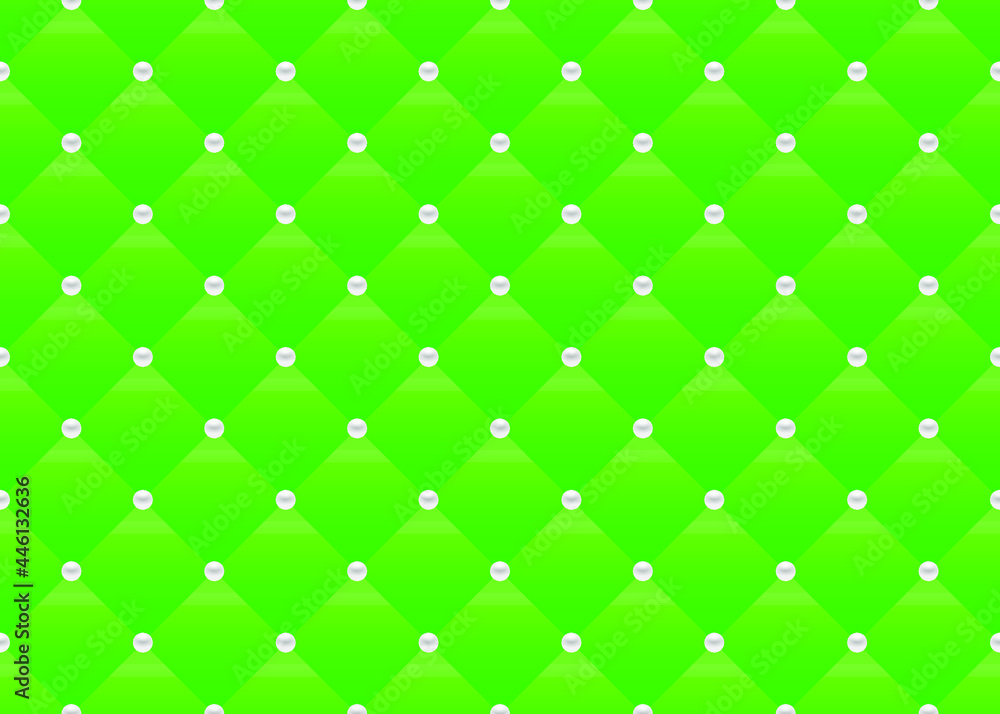 Fototapeta premium Green luxury background with beads and rhombuses. Seamless vector illustration. 