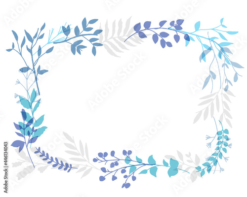 夏カラーの草木ベクターイラスト。イラスト装飾フレーム。Summer color vegetation vector illustration. Illustration decoration frame.