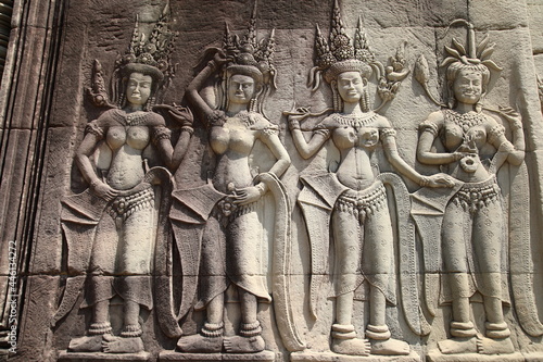 Devata carving on the wall at Angkor Wat, Cambodia