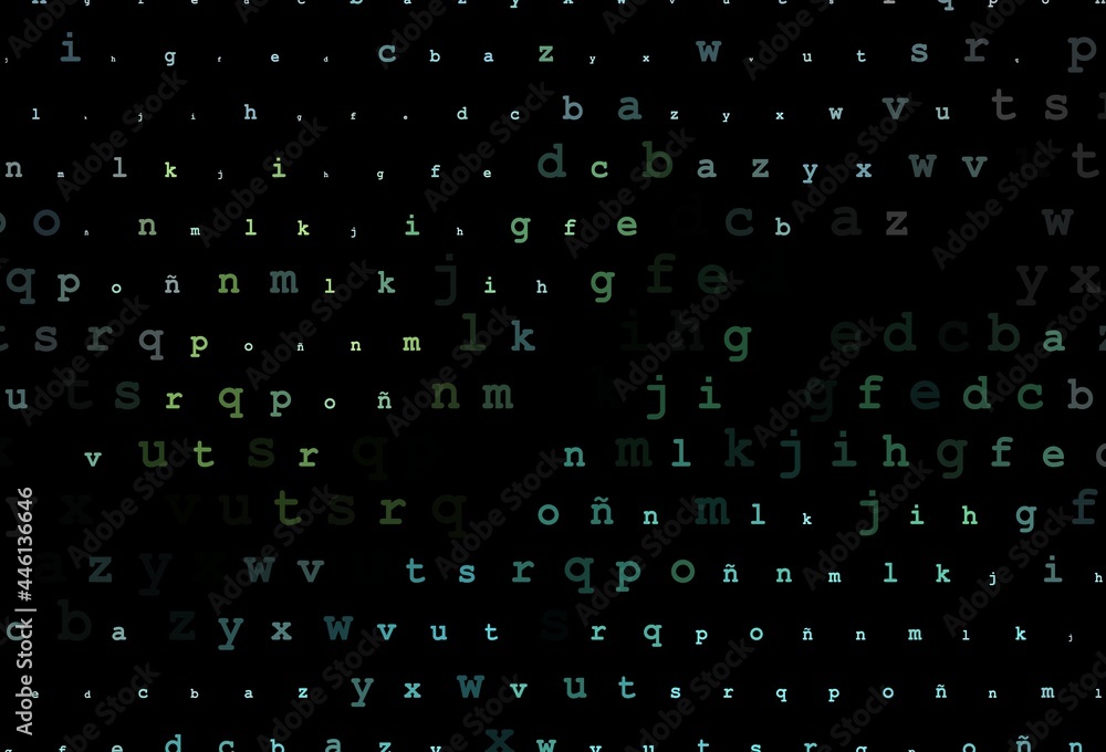 Dark green, yellow vector pattern with ABC symbols. Dark green, yellow vector pattern with ABC symbols.