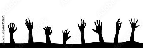 Zombie hand silhouette. Monster's hands in grave.