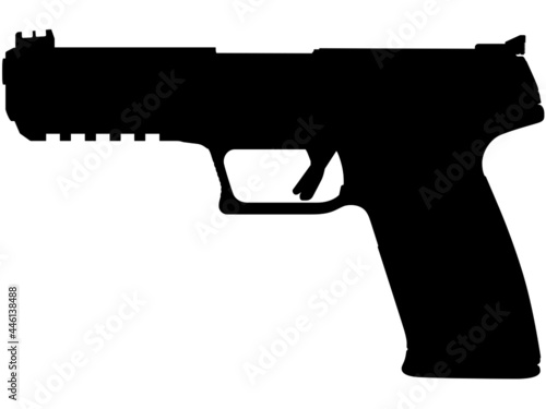 57 is a self-loading pistol, automatic pistol caliber 5.7 × 28 mm. Used by US army, special forces and United States Navy, Marines. Detailed vector illustration realistic silhouette