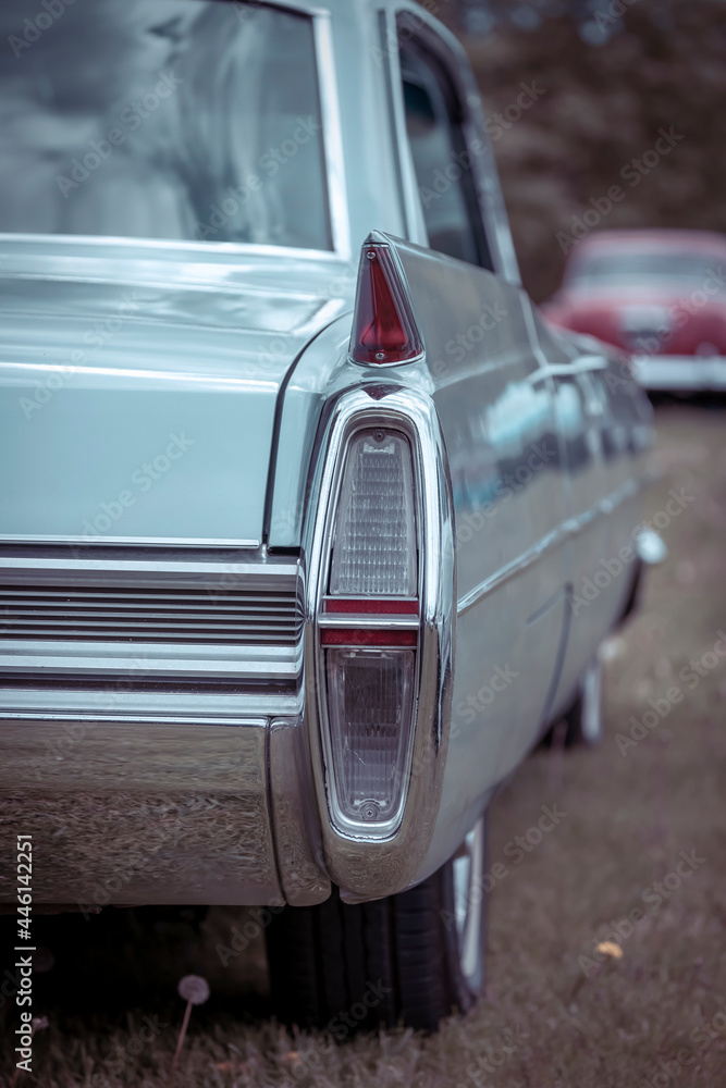 Close up shot of tail lamp of classic car
