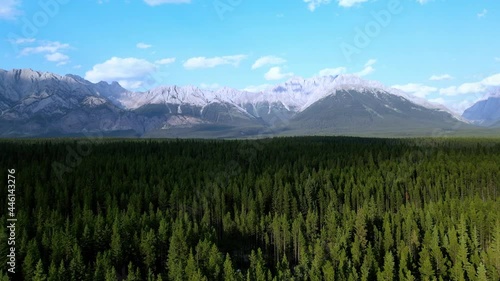 Drone footage over Lower Kananaskis Lake, Alberta, Canada. photo