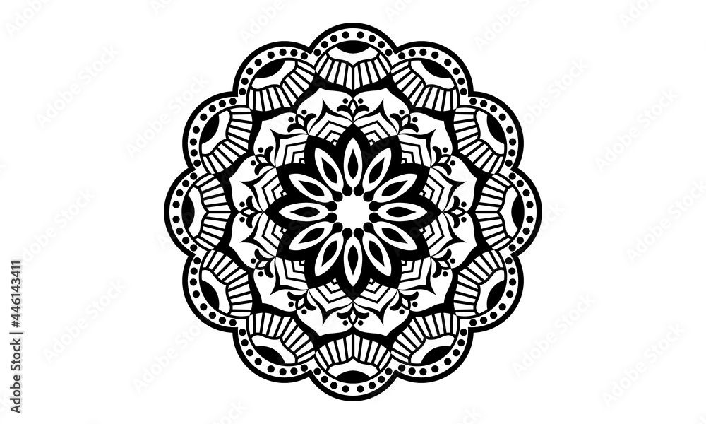 Black Mandala for Design | Mandala Circular pattern design for Henna, Mehndi, tattoo, decoration.
Decorative ornament in ethnic oriental style. Coloring book page.