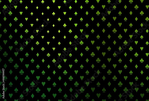 Dark green vector cover with symbols of gamble.