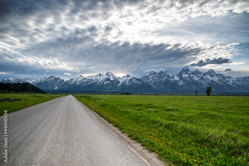 Grand Teton National Park scenery on a partially cloudy day in early June