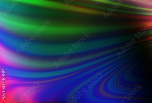 Dark Multicolor  Rainbow vector background with bent ribbons.