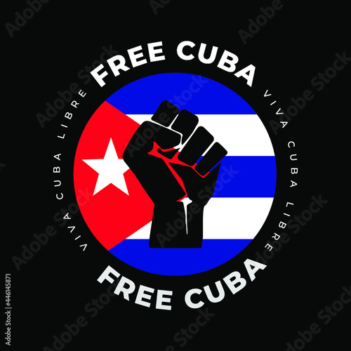 Free Cuba,  sos Cuba, modern creative minimalist banner, design concept, social media post, template with blue and red text on a light background 