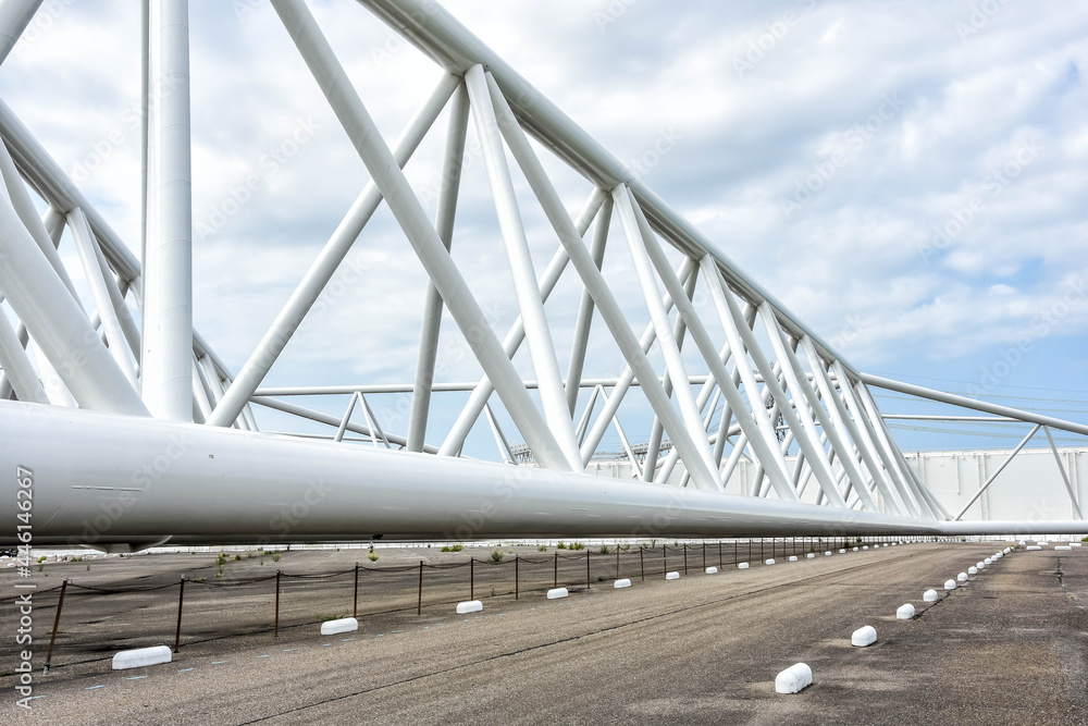 Obraz premium The Maeslantkering was built to protect Rotterdam and South Holland from flooding and is one of the most impressive civil structures of the Dutch in their fight against the water. Netherlands, Holland