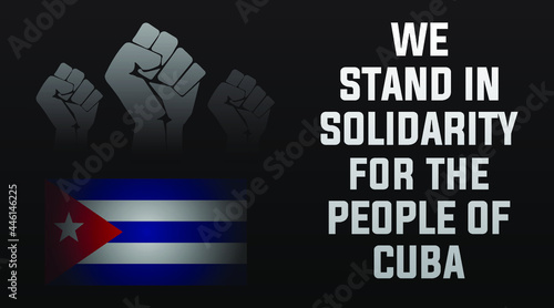 we stand in solidarity for the people of cuba modern creative minimalist banner, design concept, social media post, template with white text on a dark background