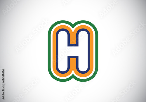 Colorful Initial H monogram letter alphabet. Children's cute alphabet. Cartoon bright font for kids. Modern vector logo design for business, and company identity.