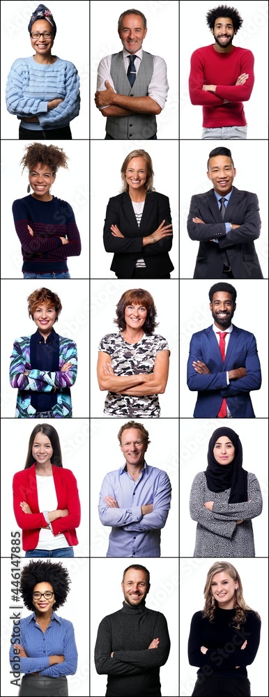 Obraz premium Group of beautiful people in front of a white background