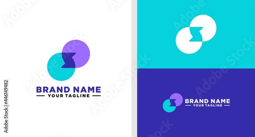 LETTER S AND BUBBLE CHAT LOGO MODERN NEGATIVE SPACE EDITABLE