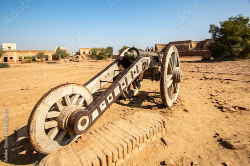 Bahawalpur, Punjab, Pakistan. December 29, 2017. Cannon for the defense at fort. photo