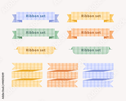 Flat design of labels, ribbon banners, Banner Web Sticker illustration.