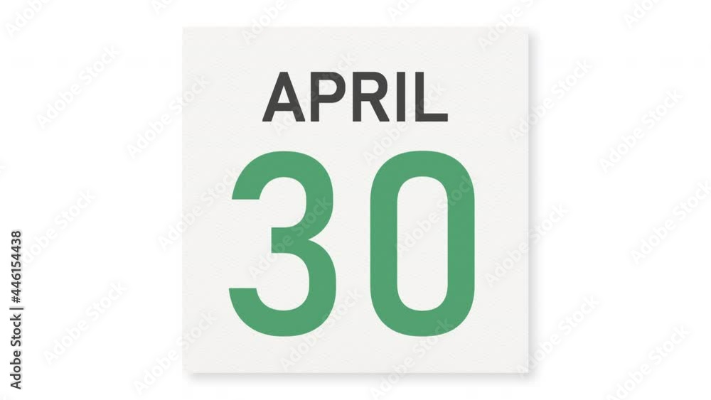 April 30 date behind crumpled paper page of a calendar, 3d animation April 30 date behind crumpled paper page of a calendar, 3d animation