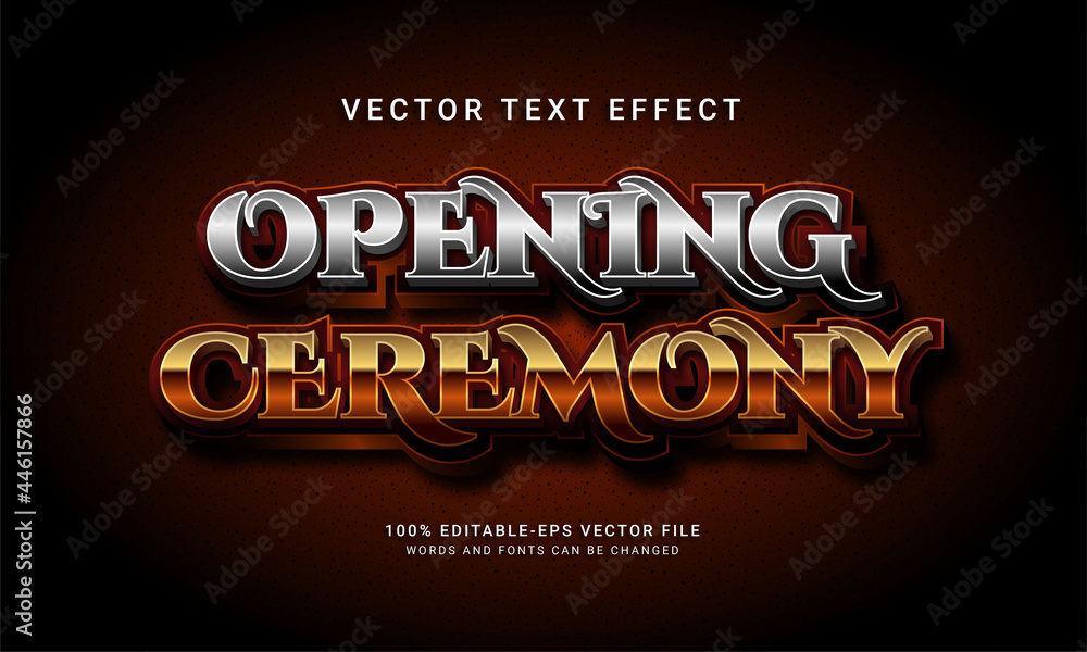 Opening ceremony 3d editable text style effect