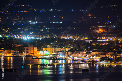 Aerial night view of Kalamata city  Greece. Kalamata is one of the most beautiful cities in Greece and a popular tourist destination