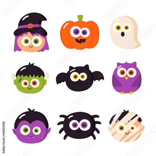 Wallpaper Mural Cartoon halloween characters set isolated on white background. vector illustration. Torontodigital.ca