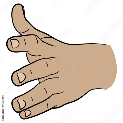 Human hand reaching forward in handshaking gesture. Empty palm with open fingers. Cartoon style. Isolated vector illustration.
