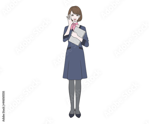 笑顔で呼びかける受付嬢