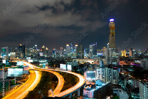 Bangkok cityscape. Bangkok night view in the business district