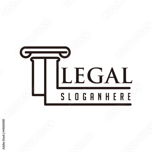 Law office logo, illustration. Law, principle, legal icon design. Vector vintage lawyer, advocate label, juridical firm badge