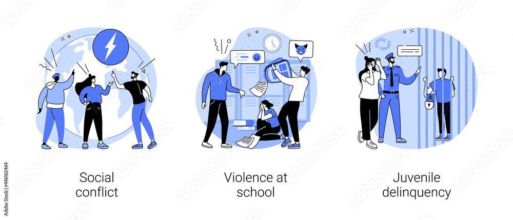 Fototapeta premium Unlawful behavior abstract concept vector illustrations.