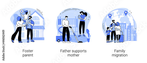 Family life abstract concept vector illustrations.
