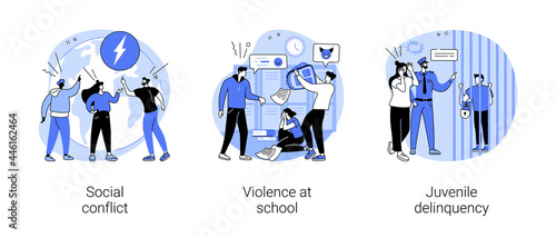 Unlawful behavior abstract concept vector illustrations.
