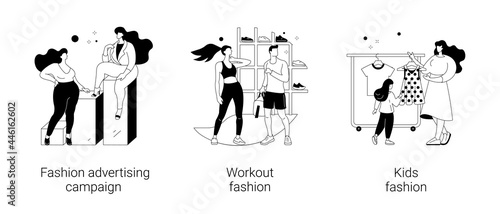Fashion advertising campaign abstract concept vector illustrations.
