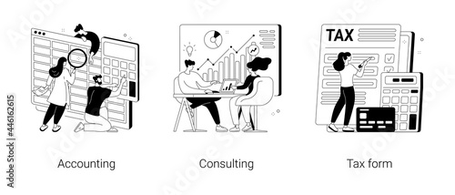 Financial information abstract concept vector illustrations.