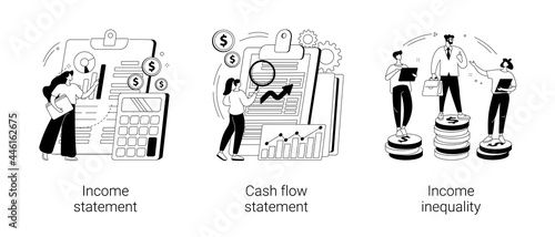 Balance sheet abstract concept vector illustrations.