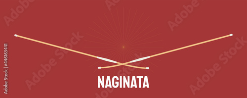 Naginata tournament banner  naginata shinai  bamboo sword  wooden sword  Japanese traditional martial art  Samurai. Asia culture. Combative fight sport. naginata fighting concept for tournament banner