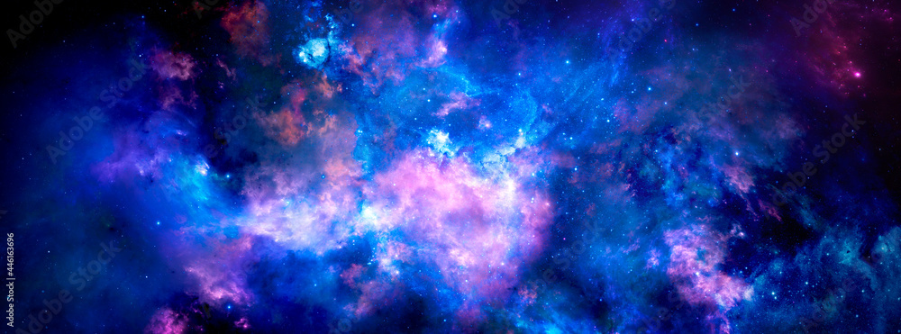 Cosmic background with shining stars and bright nebulae
