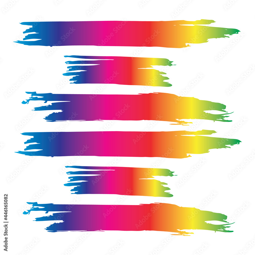 Obraz premium Colorful Brushes Distress. Watercolor Scratch. Grungy Freehand. Colorful Stroke Creative. Ink Square. Brushstroke Chinese. Grungy Collection. Set Graffiti. Stroke Distress.