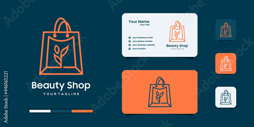 Nature shop logo design templates. line art style logo inspiration.