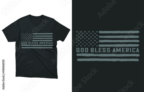 GOD Bless America T-shirt Vector Design, 4th of July, USA Cross, Red White Blessed, Patriotic Shirt, Christian Shirt