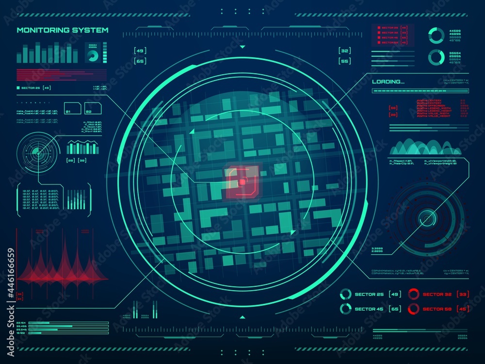 HUD security monitoring system technology. Secret service, police or