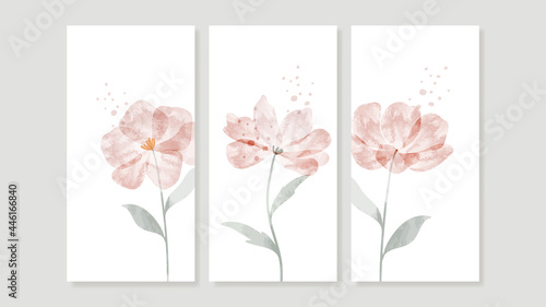 Foto Flower watercolor art triptych wall art vector