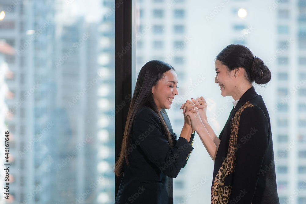 Fototapeta premium professional business team partnership meeting together with partner for cooperation success, businessman with corporate teamwork group in company office, handshake for working job business concept