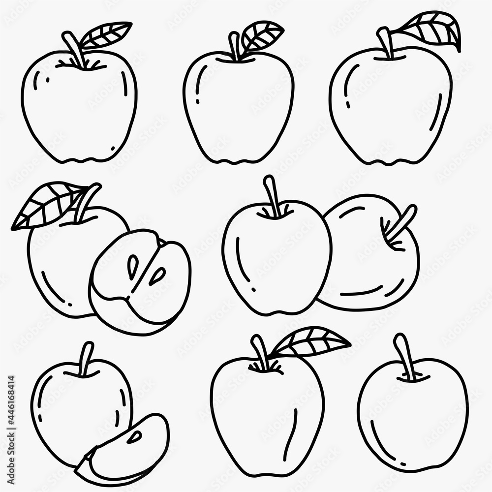 Apple with Leaf Fruit Sketch Food Graphic by IrynaShancheva · Creative  Fabrica
