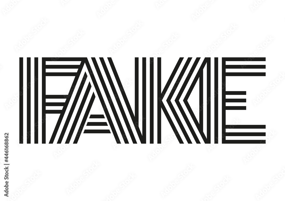 FAKE. Lettering for banner, poster and sticker concept with text FAKE. Icon message FAKE on black background. Lettering calligraphic text simple logo