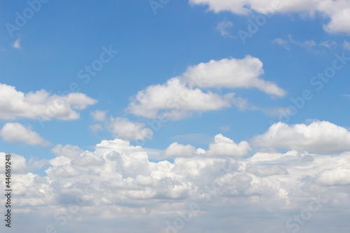 Bright sky concept - Clear white clouds In the sky with bright light. Blue sky with cloud.