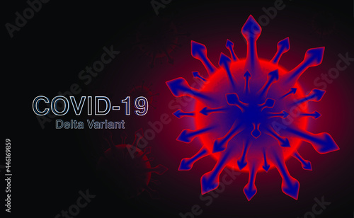 Coronavirus delta plus variant background. Red background